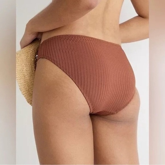 J. Crew Wide Rib Bikini Bottom Size XXS Hipster Full Coverage Brown‎ BM453 New! - Picture 2 of 8